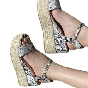 Snake Print Platform Espadrille Wedge Sandals